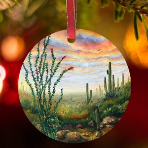 Coyote Trail Southwest Ornament, Christmas Ornament, holiday decoration. southwest art.