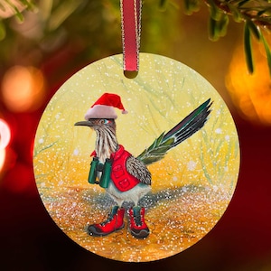 Birding Roadrunner Christmas Ornament, Double-Sided Aluminum Holiday Decoration
