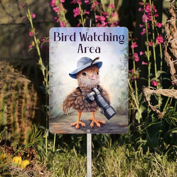 Birding Watching Area Sign. Baby Quail Yard Sign  Bird Watching.