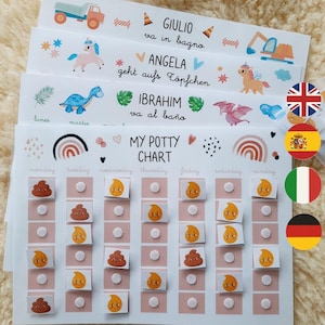 Kids Potty Chart | Toilet Train - Training tab for BAÑO - Vado in bagno - Ich gehe aufs Töpfchen - Child continence