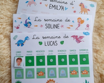 Semainier simplifié - Se repérer dans les jours de la semaine - Premier semainier - Maternelle / Nounou / Crèche