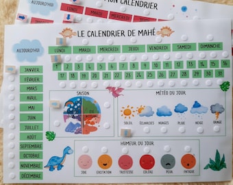A3 perpetual calendar customizable with the child's name - Keeping track of time - Daily routine