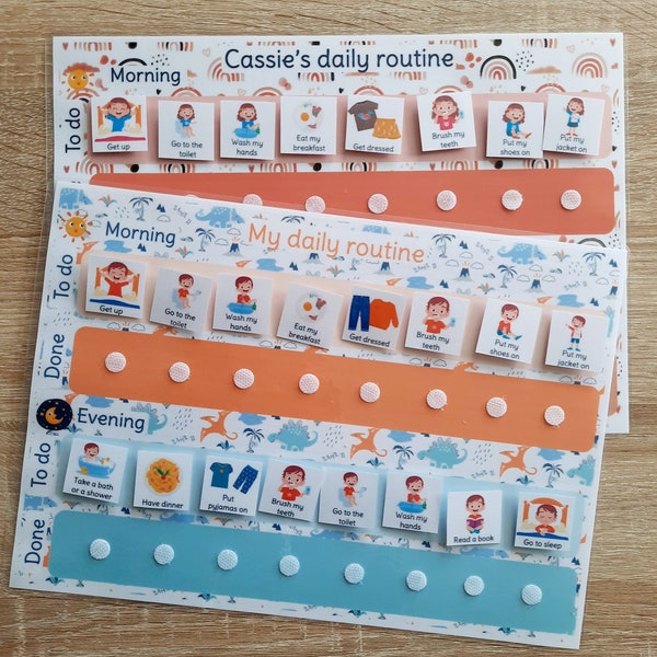 Chore chart for kids - Daily routine - Children's morning and evening routine personalized with the child's first name