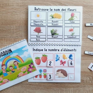 Garden theme activity booklet – Quiet book garden / fruits and vegetables / flowers