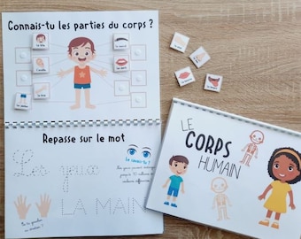 Book sur le corps humain – Quiet book enfant sur le corps humain – Livret d’apprentissage corps humain – Livret d’activités Montessori