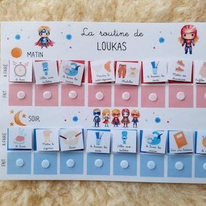 Routine A4 enfant matin et soir personnalisée au prénom de l'enfant ...