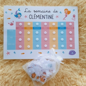 Simplified A4 weekly planner for children: morning, midday, afternoon – Customizable to suit the child's needs Sirène