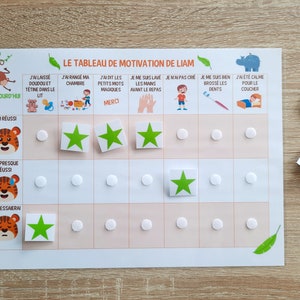 Tableau de motivation personnalisé / Tableau de récompenses / Bonnes conduites / comportement / Renard / Foret / Licorne / Jungle / Tigre Tigre