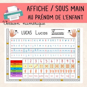 PDF CP Schreibtischunterlage – CP Poster Buchstaben und Zahlen personalisierbar mit dem Vornamen des Kindes - Digitale Datei