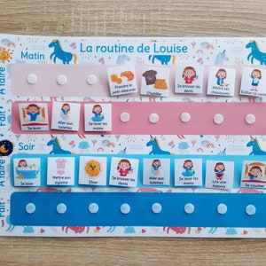 Children's morning and evening routine support personalized with the child's first name Licorne