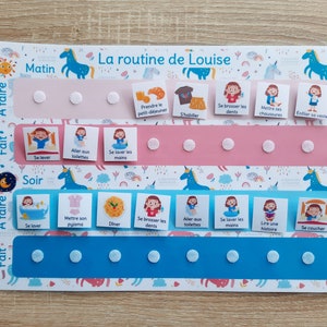 Support routine enfant matin et soir personnalisé au prénom de l'enfant Licorne