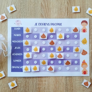 Tableau d'apprentissage / de motivation à la propreté enfant personnalisable au prénom de l'enfant Violet