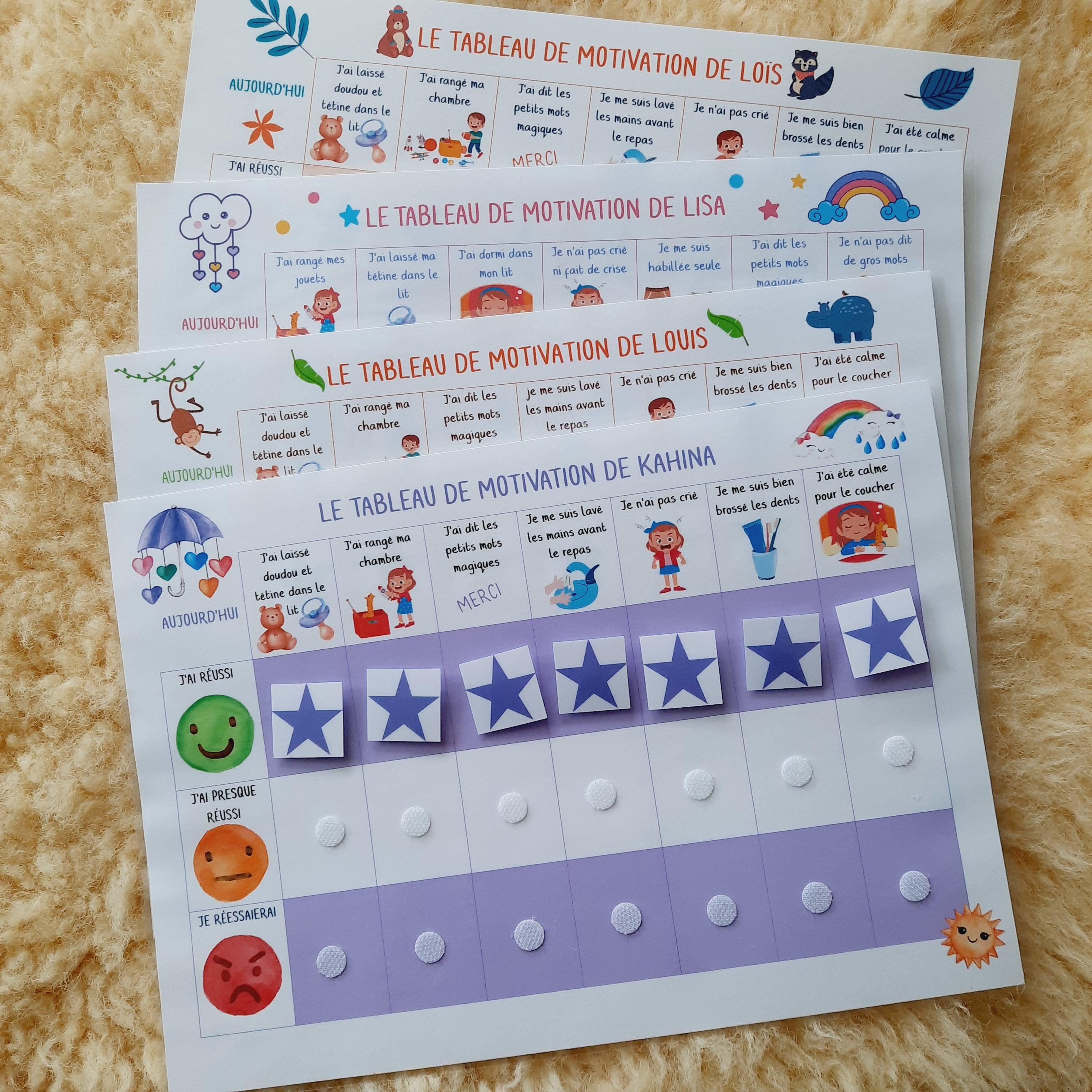 Tableau De Comportement Enfant Tableau De Motvaton Personnalsable / Tableau De Récompenses Enfant Tableau De Propreté