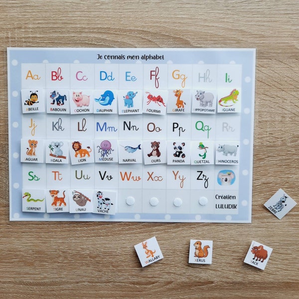 Support alphabet / lettres de l’alphabet avec les animaux – Je connais mon alphabet