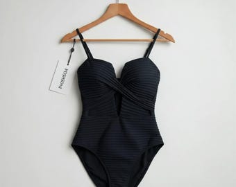 Lucky You Sculpting Black One-Piece Swimsuit: High Cut, Tummy Control, Cut-Out Monokini