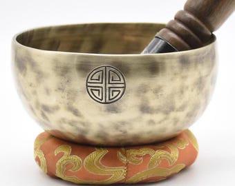 Campane tibetane da 6 pollici delle dimensioni del palmo della mano per la luna piena - Campana tibetana artigianale benedetta dal monaco - Campana regalo per la meditazione curativa con il suono - mazzuolo
