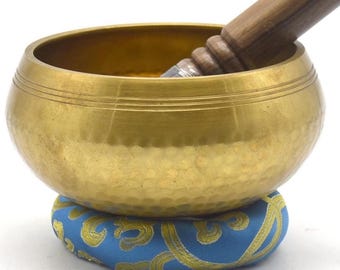 Campana tibetana battuta a mano - Campane sonore per la meditazione delle dimensioni del palmo di 5 pollici di diametro dal Nepal con cuscino a mazza - Campana tibetana regalo