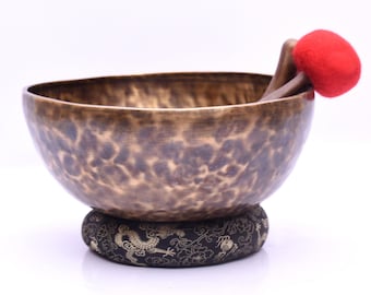 Campane tibetane fatte a mano da 11 pollici con percussione a cuscino a martello - Campane per yoga, meditazione, terapia del suono - percussione a cuscino a martello