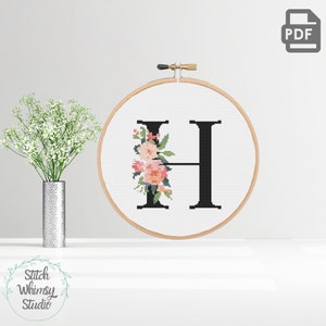 Floral Initial Letter H, Monogrammed Sticker for Sale by PinkLotusArt