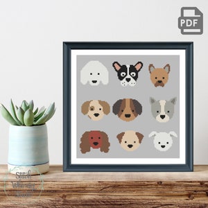Dog Breeds Cross Stitch Pattern: Easy Beginner Design (PDF Digital Download)
