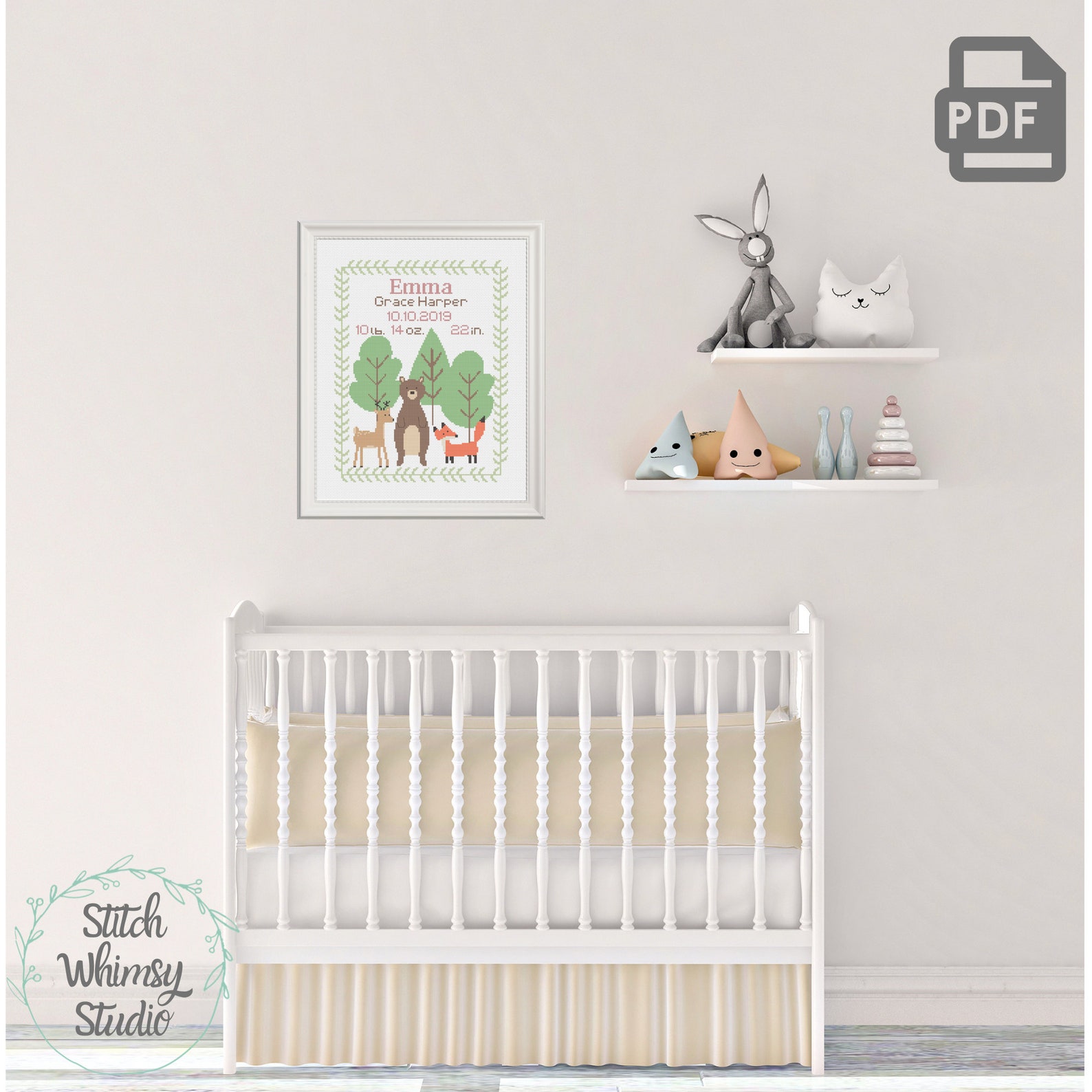 Baby Girl Nursery Forest Woodland Critters Animal Birth Etsy