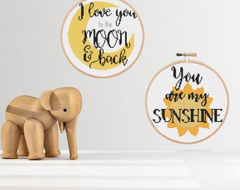Sun & Moon Cross Stitch Pattern Set: Celestial Nursery Decor (PDF Download)