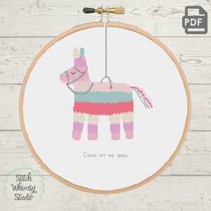 Come at me Bro Piñata. Funny Modern Counted Cross Stitch Pattern. PDF Instant Digital Download
