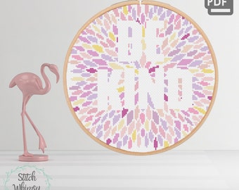 Be Kind Counted Cross Stitch Pattern, Easy for beginners, PDF Instant Digital Download