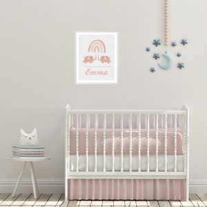 Baby Mädchen Kinderzimmer rosa Elefanten Herzen Boho Regenbogen DIY personalisiert Kreuzstich Muster PDF sofortiger digitaler Download