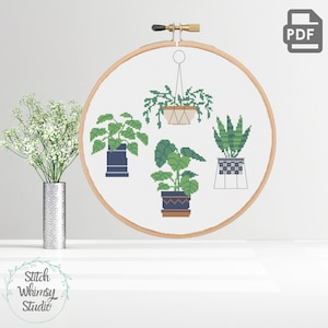 Potted House Plants Cross Stitch Easy for Beginners Pattern PDF Instant Digital Download