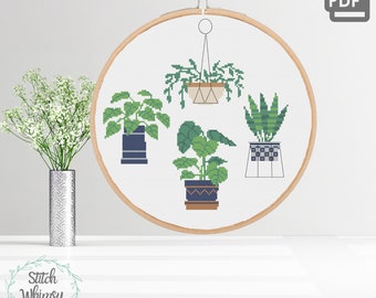 Potted House Plants Cross Stitch Easy for Beginners Pattern PDF Instant Digital Download