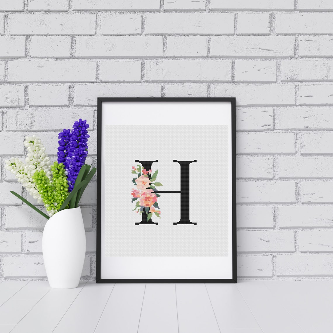 Letter H Floral Monogram Cross Stitch Pattern (PDF Digital Download) - Etsy