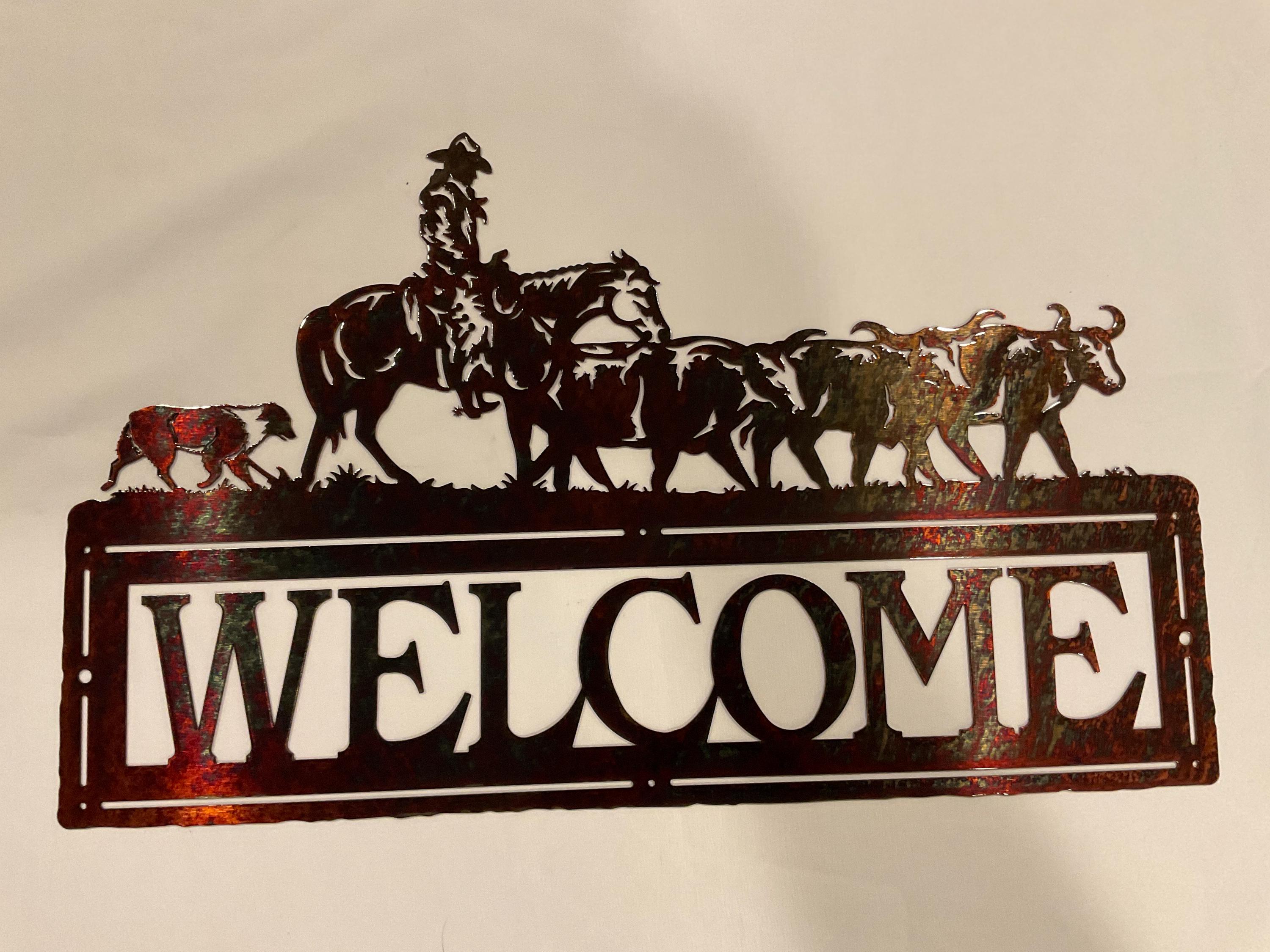 Powder Welcome Signs Custom Metal Powder-coated Welcome Sign - Personalized Outdoor Home ...