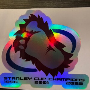 Holographic Avs Stanley cup championship sticker - water resistant and weather resistant.  Dishwasher safe.  high quality heavy duty vinyl
