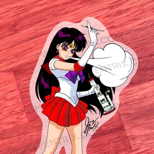 Sailor Stoned Red Dabs Mars Waterproof Sticker | UV Scratch Resistant | Water Bottle & Laptop Stickers | White Gloss | Transparent