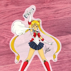 Sailor Stoned Sailor Moon! Waterproof Sticker | UV Scratch Resistant | Hydroflask & Laptop Decals | White Gloss | Transparent