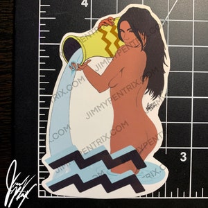 Aquarius Woman Waterproof Sticker | UV Scratch Resistant | Water Bottle Stickers | Laptop Stickers | White Gloss | Transparent