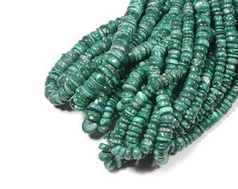 Malachite Tyre Shape Smooth Beads Size 6X5 MM 16Inches Natural Malachite Wholesale Price