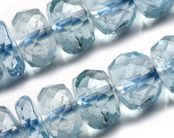 15 Strand..b649 Aquamarine Nuggets Christmas Sale Natural Aqumarine Faceted Oval Shape Beads 5\u00d76-6\u00d78mm