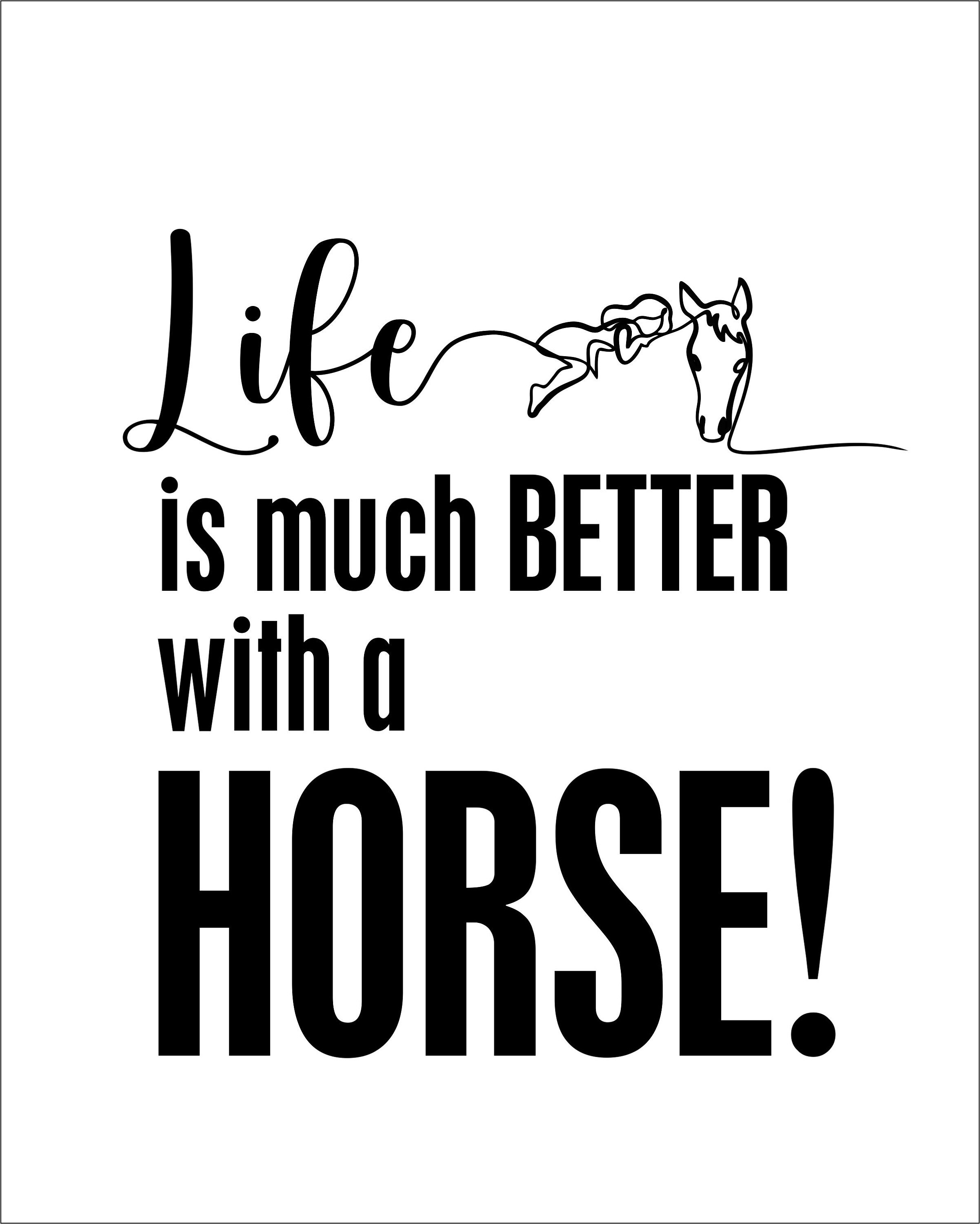 Life is Much Better With a Horse Wall Art Horse Quote Wall Etsy