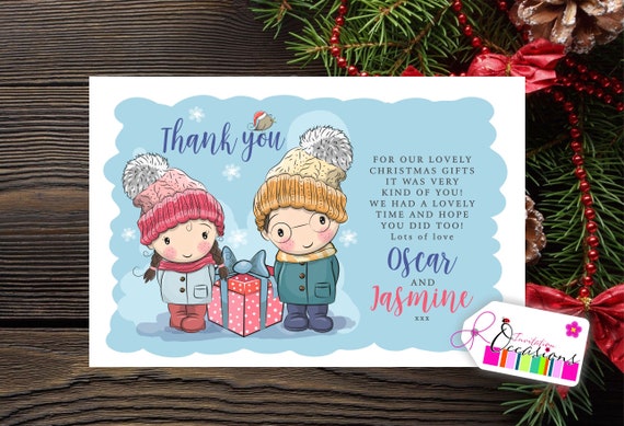 Envelopes Personalised Christmas Thank You Cards Notes With Photo 