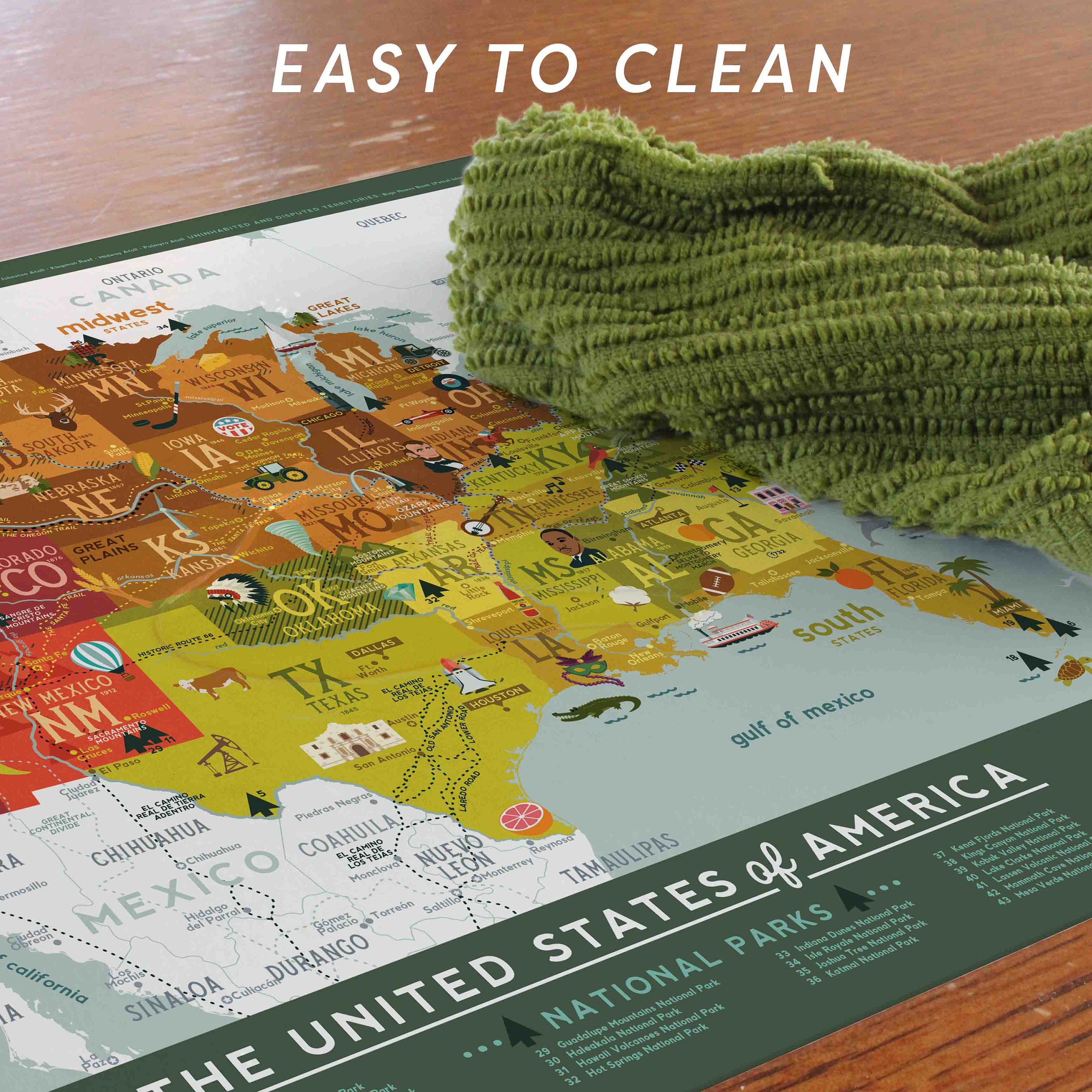 Children's Us Map Placemat Fun Illustrated Map Us Etsy