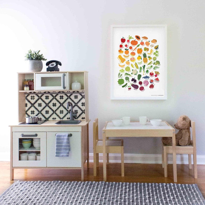 Cartel de frutas y verduras, impresión de alimentos saludables, comer el arco iris, decoración del aula, arte de la escuela en el hogar, IMPRESIÓN: 8x10, 12x16, 16x20, 18x24, 24x36 imagen 7
