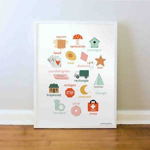 Geometrische Formen Poster, pädagogischer Druck, Vorschule, Kinderzimmer Wandkunst, Homeschool Materialien, DRUCK: 8X10, 12x16, 16x20, 18x24, 24x36