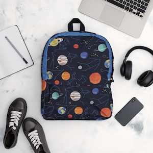 Sac à dos du système solaire, sac de livre spatial, pack d'astronomie, signes du zodiaque, planètes et étoiles, sac de rentrée scolaire, sac d'ordinateur portable résistant à l'eau