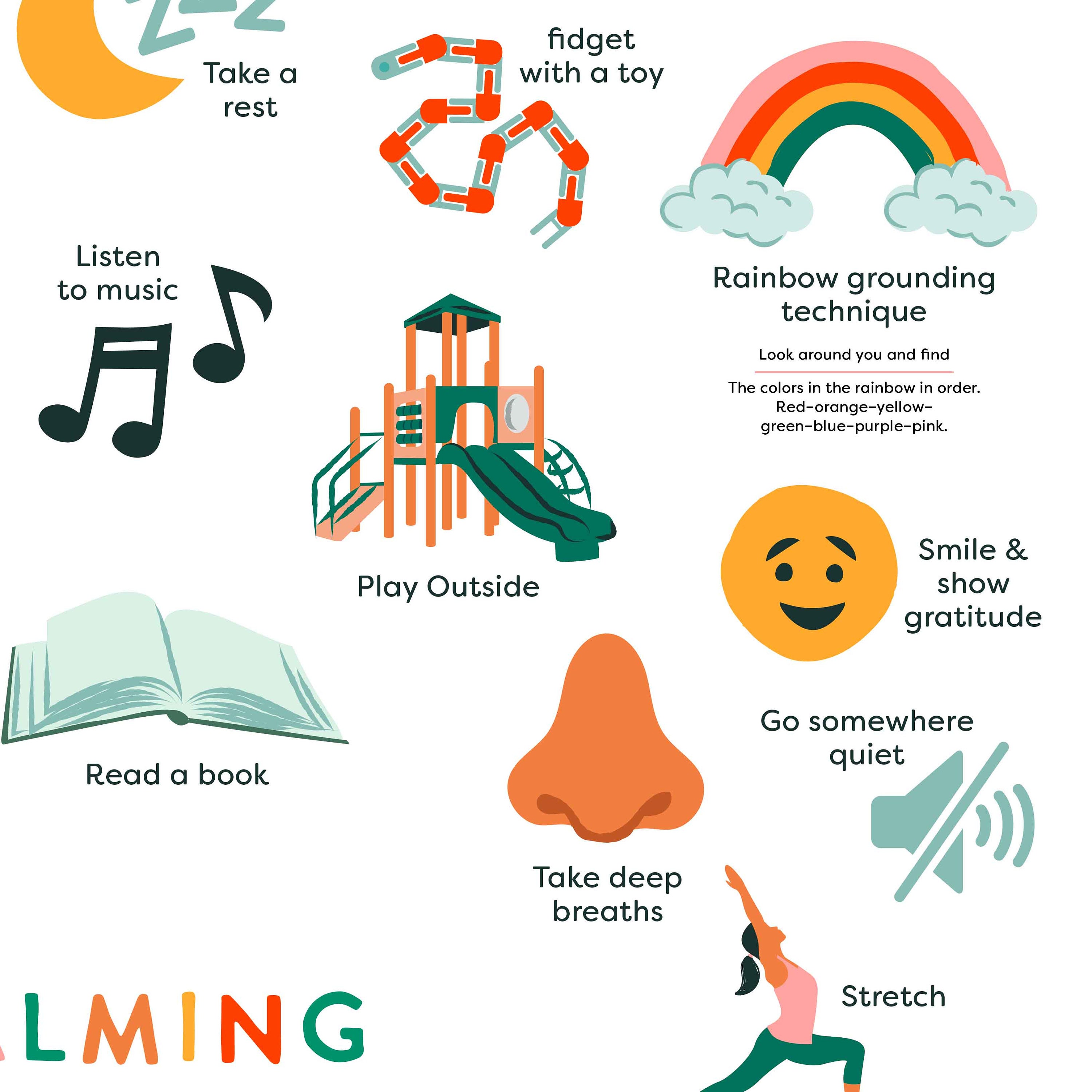 Calming Techniques Poster, Grounding Strategies, Emotional Regulation ...