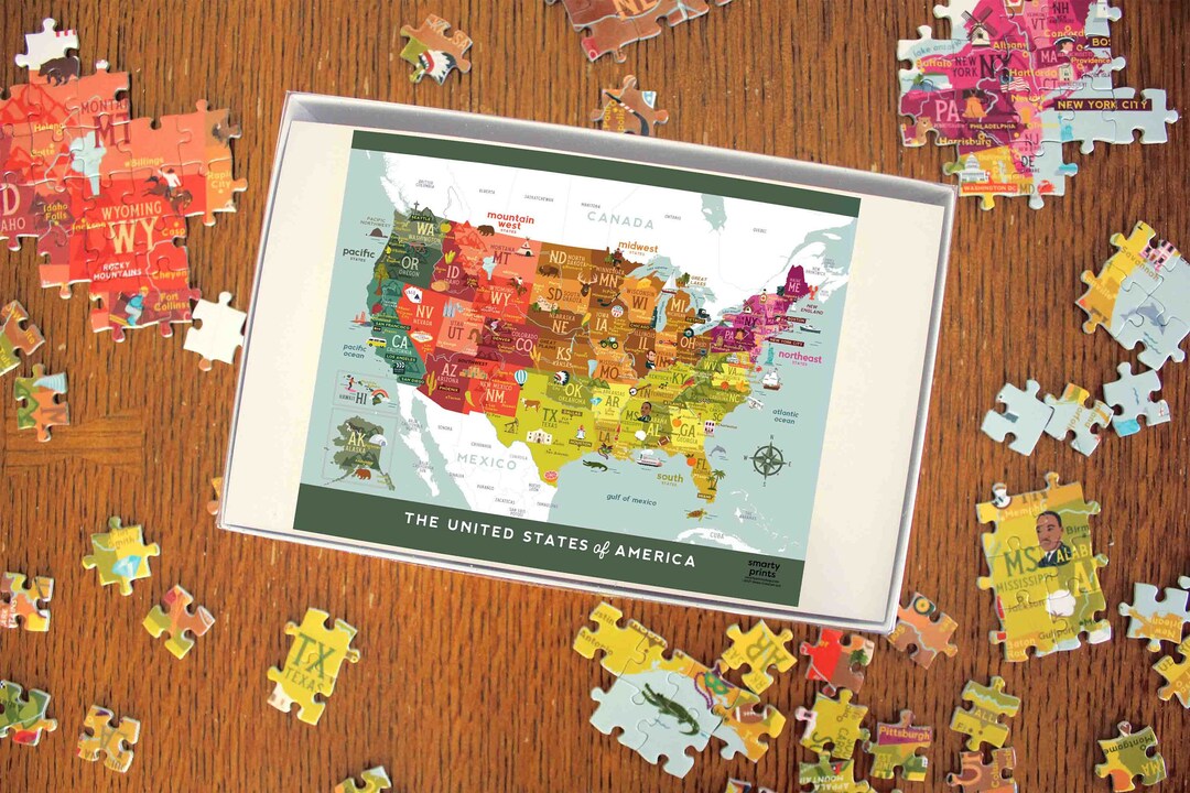 Children S Us Map Puzzle Fun Illustrated Map 50 States Usa Learning Il 1080xN.3297377273 C05g