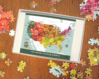 Children'S Us Map Puzzle, Fun Illustrated Map, 50 States Usa, Learning United States Geography, 500 Piece Jigsaw Puzzle: 16x20