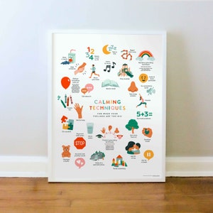 Beruhigende Techniken Poster, Erdungsstrategien, emotionale Regulierung, Gefühlsdruck, beruhigende Ecke, DRUCK 8x10, 12x16, 16x20, 18x24, 24x36
