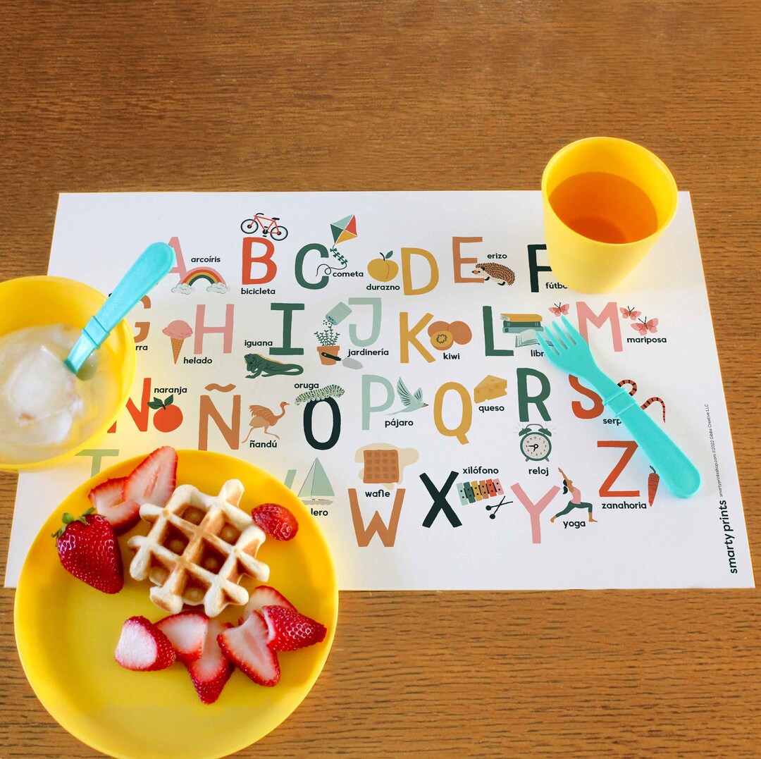 Spanish Alphabet Placemat, Espanol Alfabeto, Playroom Wall Art, Toddler